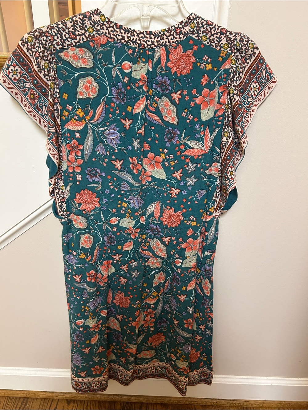 Anthropologie XS Zenia Green Floral V-Neck Dress - Picture 10 of 15